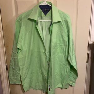 NWT Tommy Hilfiger Green And White Polka Dot Dress Shirt